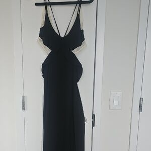 Elegant Black and White Lace Trim Dress ZARA